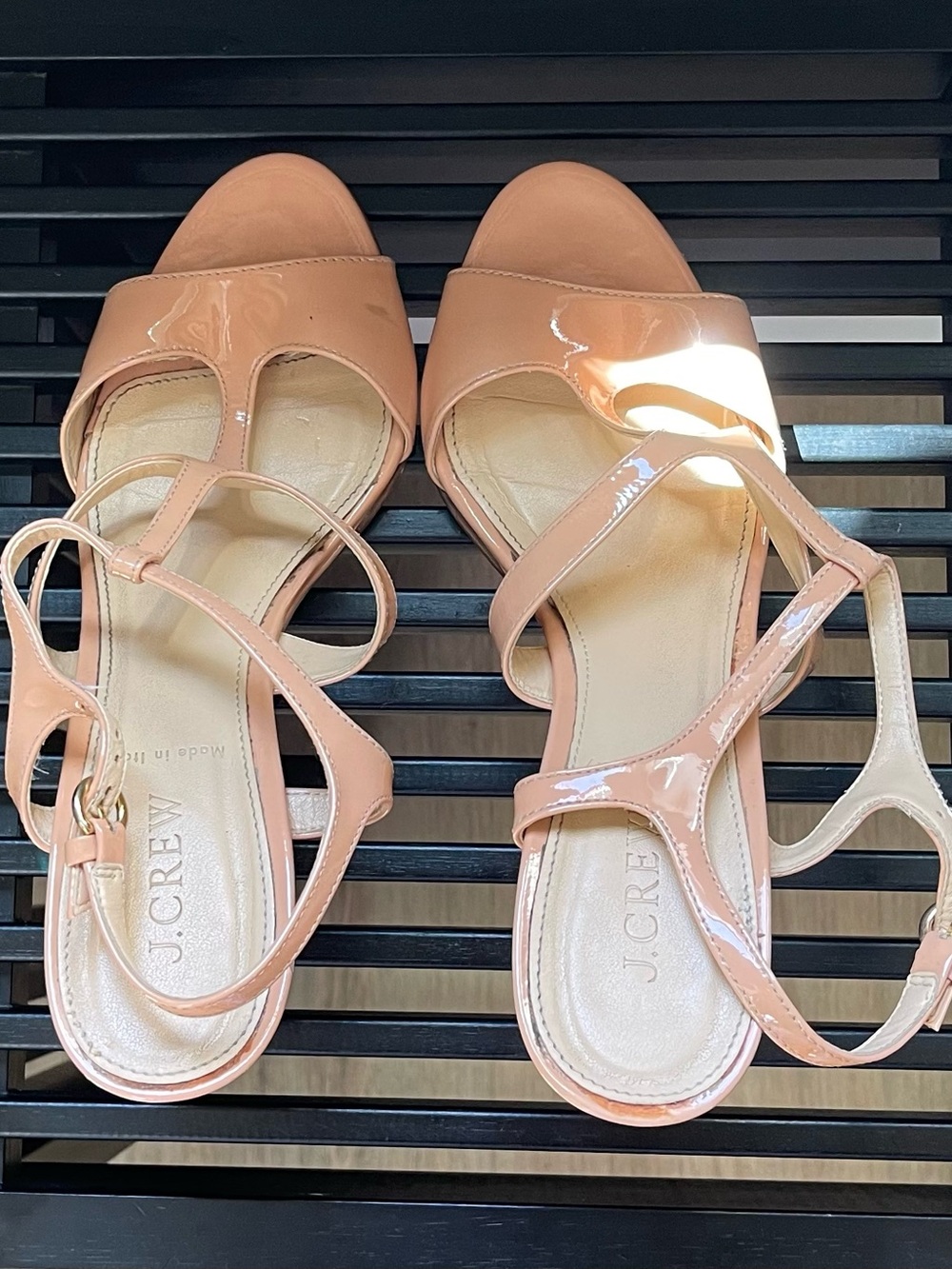 J.Crew Pavia Patent Midheel
Wedge Sandal Nude 7.5